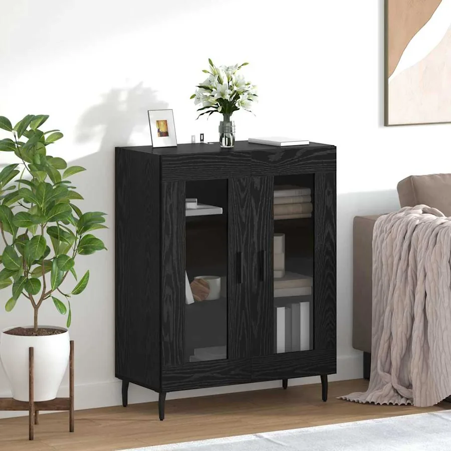 Buffet Chêne noir 69,5 x 34 x 90 cm Bois d'ingénierie