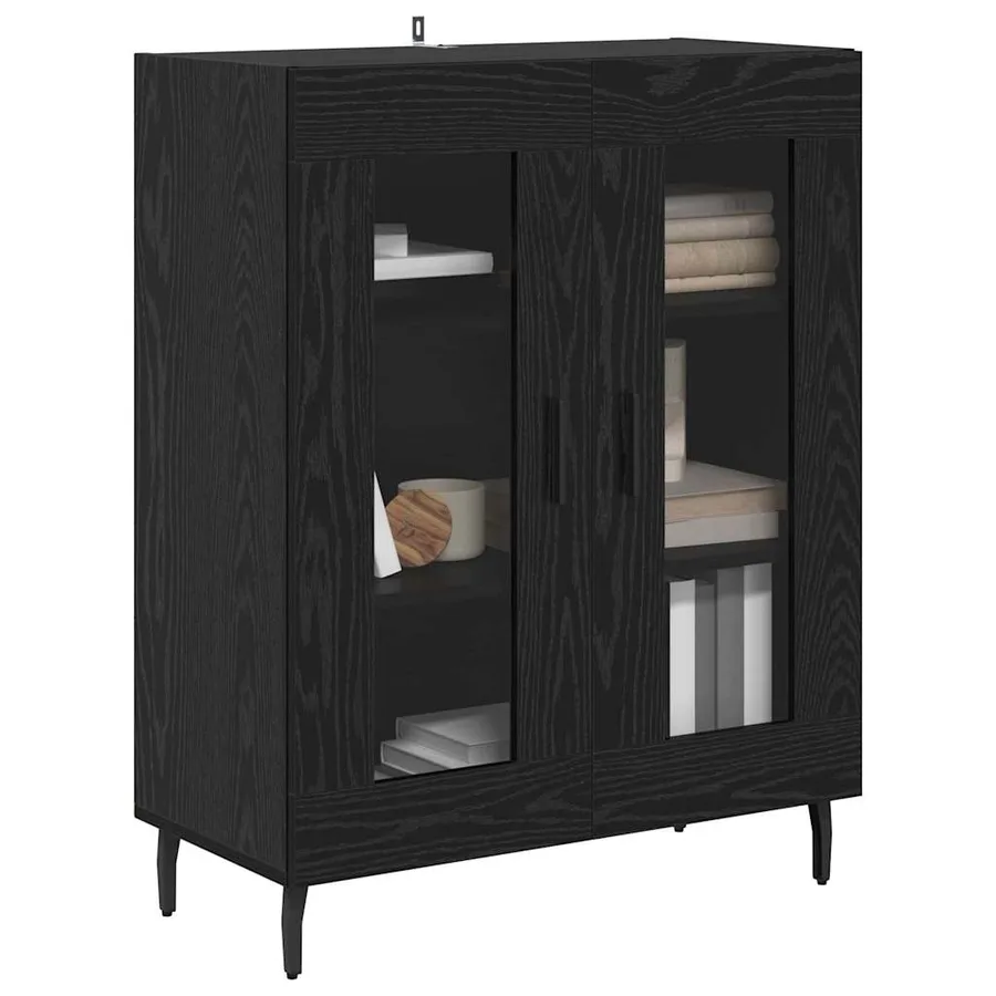 Buffet Chêne noir 69,5 x 34 x 90 cm Bois d'ingénierie - 3