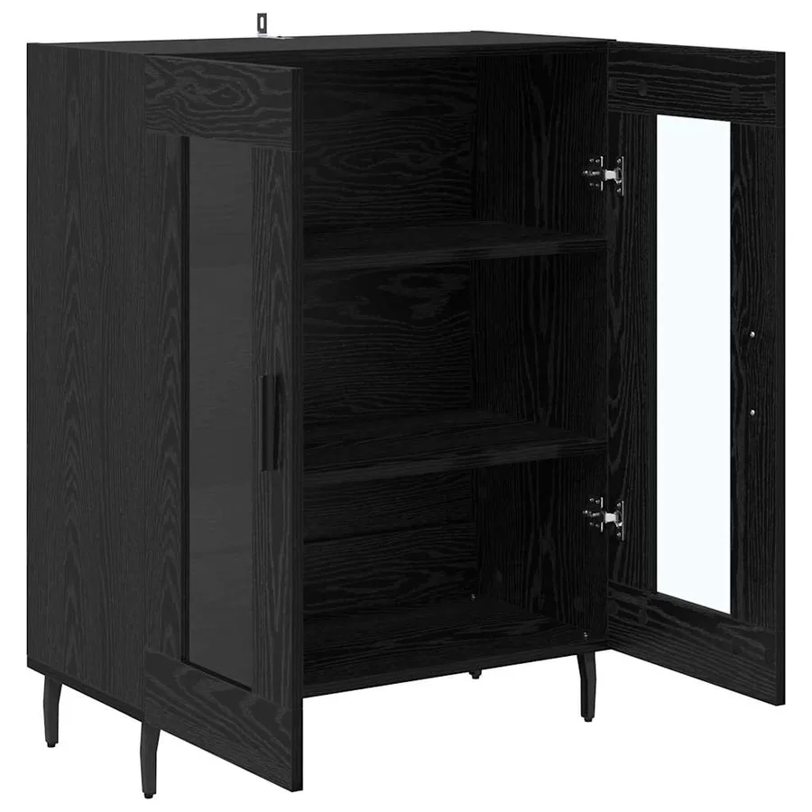 Buffet Chêne noir 69,5 x 34 x 90 cm Bois d'ingénierie - 5