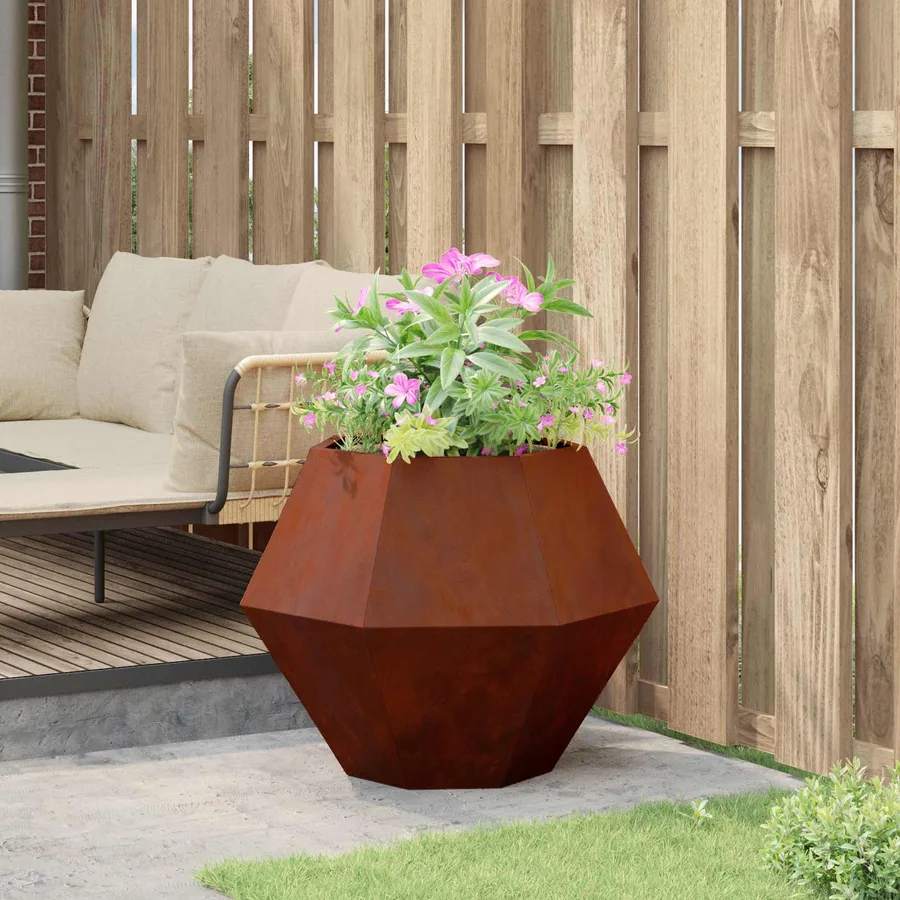 Jardinière Rouillé 75 x 75 x 60 cm Acier patiné - 4