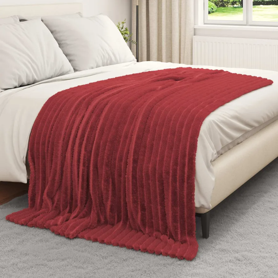 Couvertures à jeter 6 pcs Rouge Bordeaux 200 x 150 cm Toison - 3