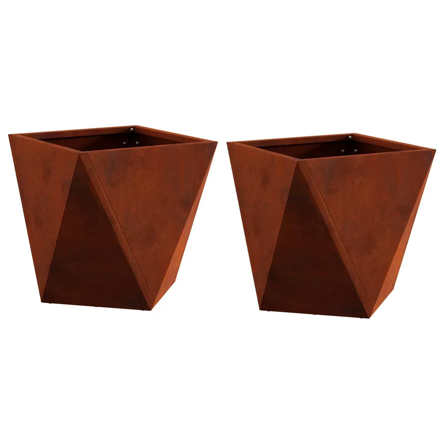 Jardinière 2 pc Rouillé 30 x 30 x 30 cm Acier patiné - 2