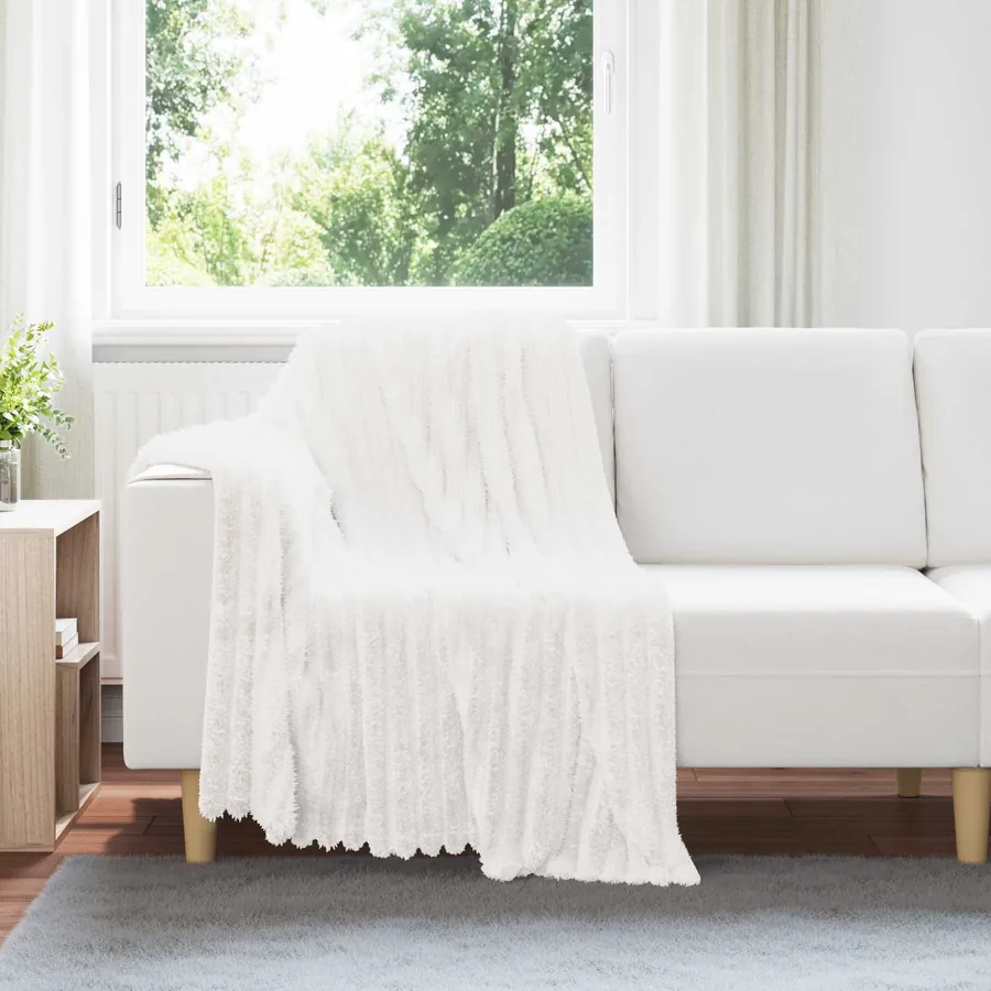 Couvertures à jeter 6 pcs Blanc 150 x 130 cm Toison