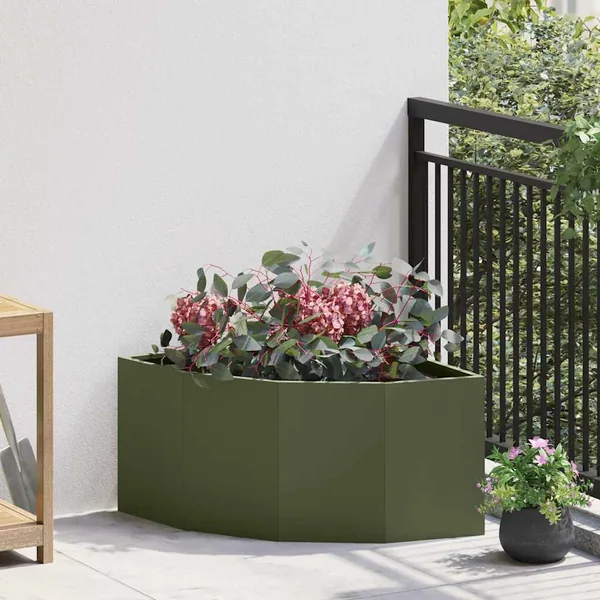 Jardinière d'Angle Vert olive 60 x 60 x 35 cm Acier