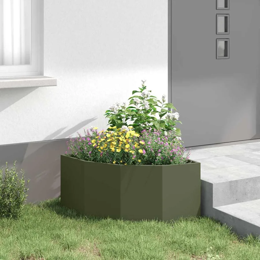 Jardinière d'Angle Vert olive 60 x 60 x 35 cm Acier - 4