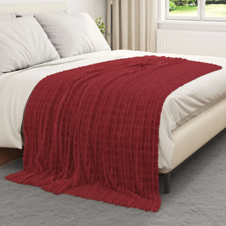 Couvertures à jeter 6 pcs Rouge Bordeaux 200 x 150 cm Toison - 3