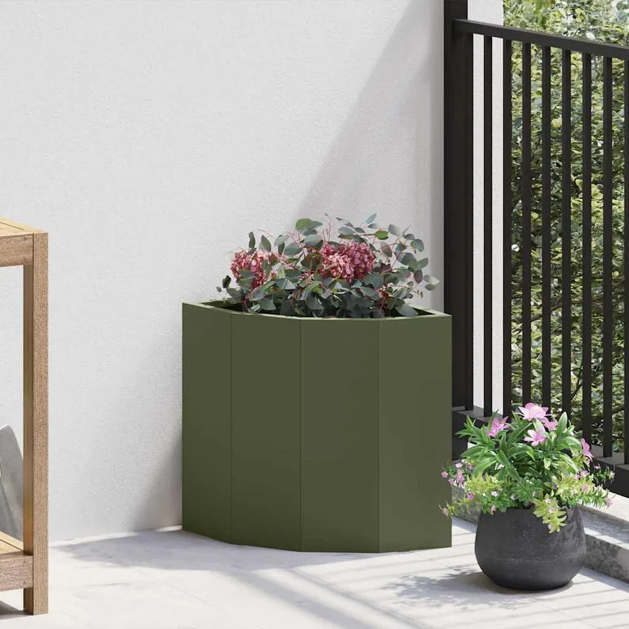 Jardinière d'Angle Vert olive 30 x 30 x 35 cm Acier