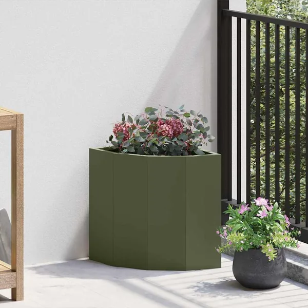 Jardinière d'Angle Vert olive 30 x 30 x 35 cm Acier