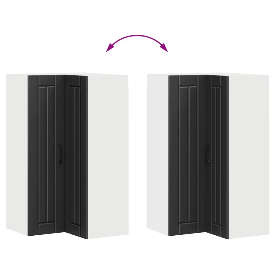 Cabinet d'angle mural LUCCA Noir 57 x 57 x 100 cm - 11