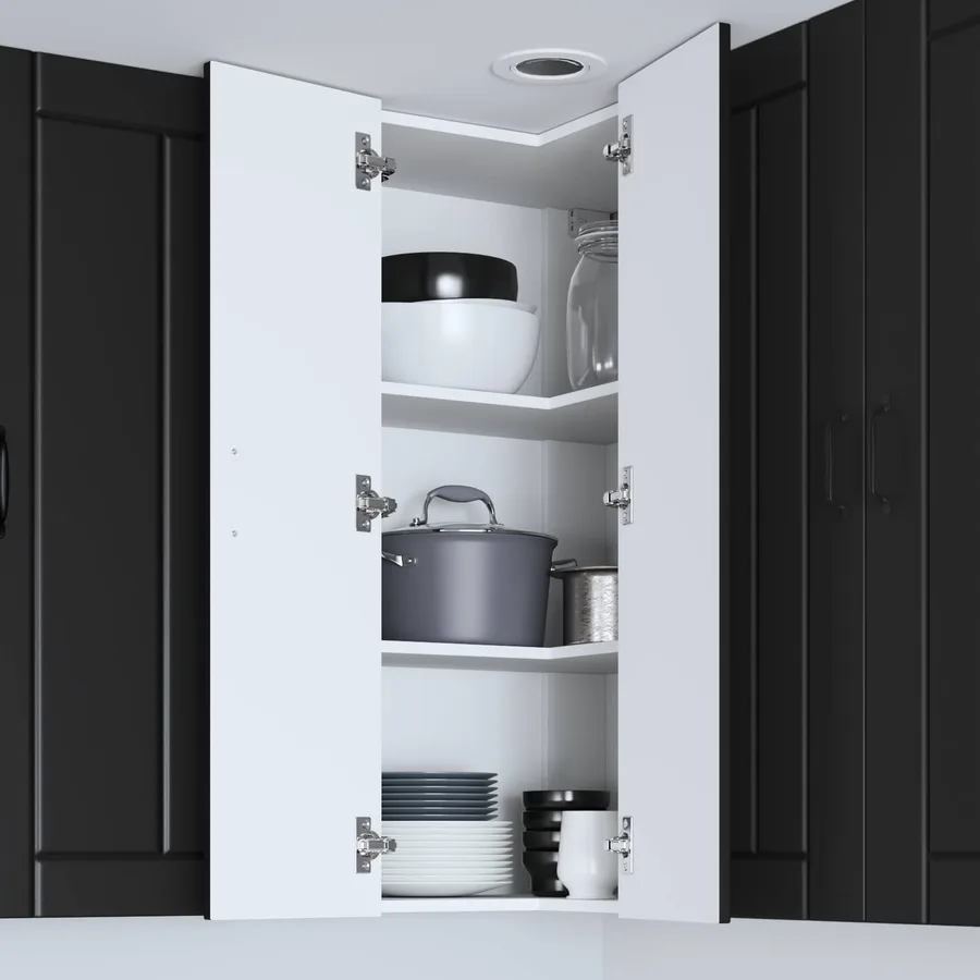 Cabinet d'angle mural LUCCA Noir 57 x 57 x 100 cm - 4