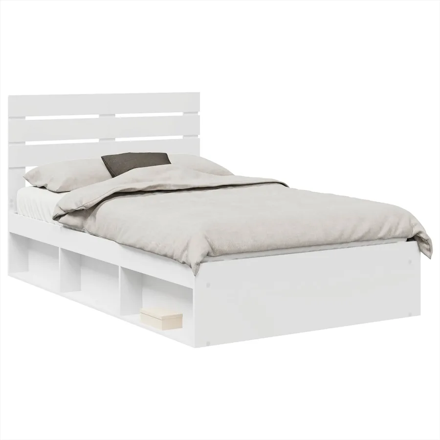 Cadre de lit avec tête de lit Blanc 120 x 190 cm Pin massif - 2