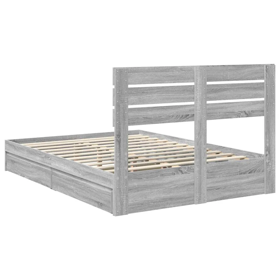 Lit de Rangement Gris Sonoma 150 x 200 cm Bois d'ingénierie - 10