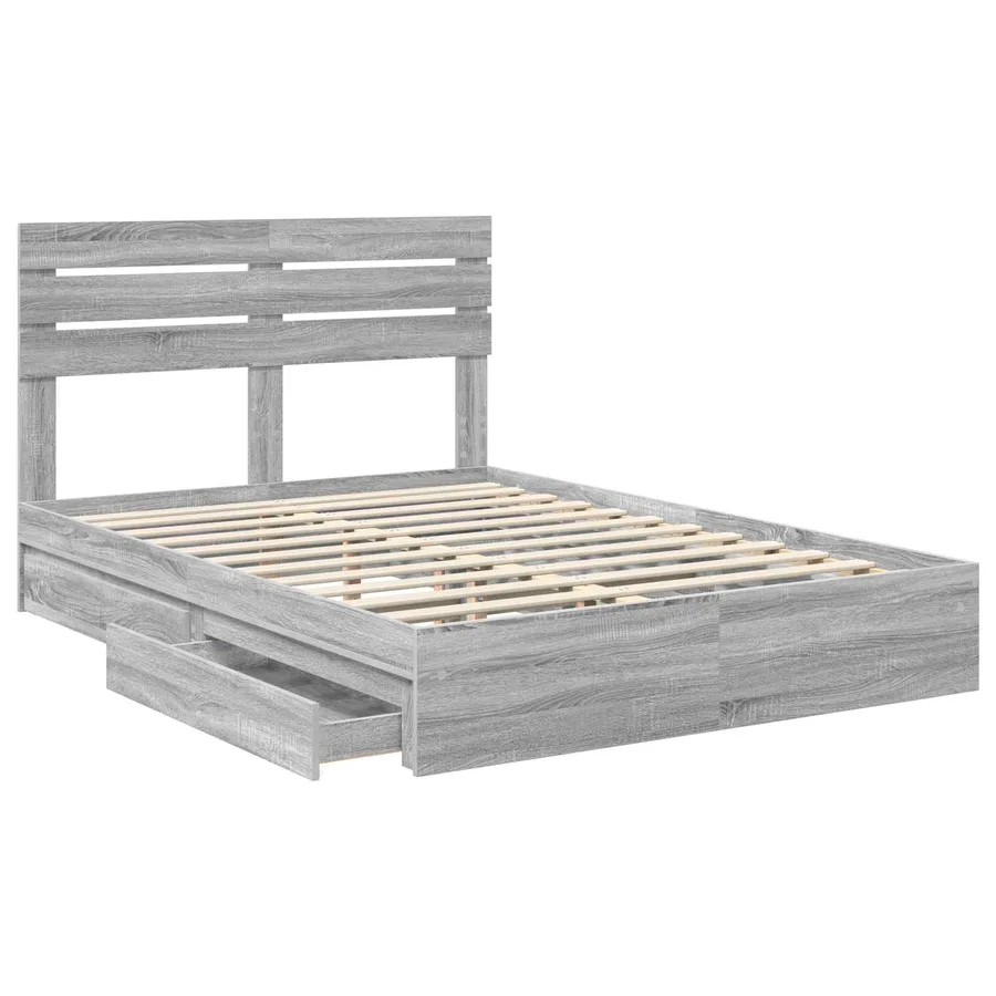 Lit de Rangement Gris Sonoma 150 x 200 cm Bois d'ingénierie - 5