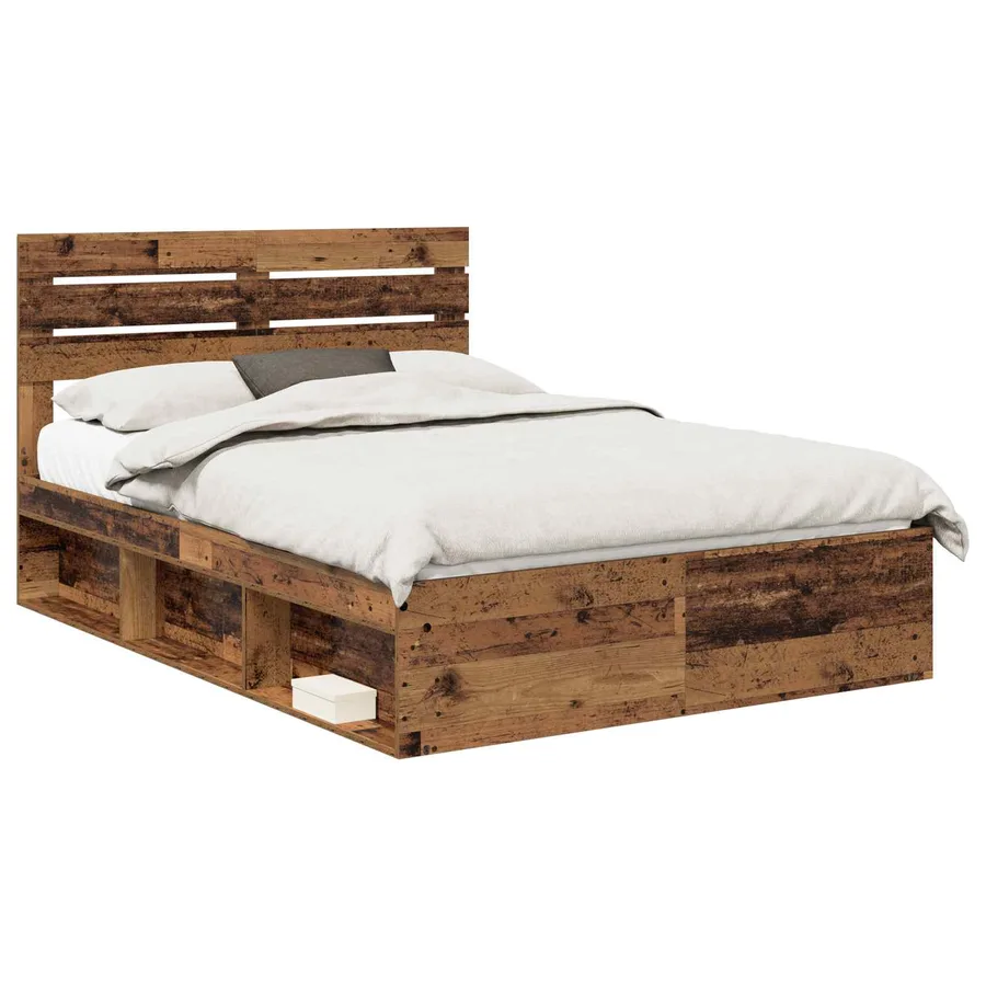 Cadre de lit Bois ancien 140 x 200 cm Pin massif - 2