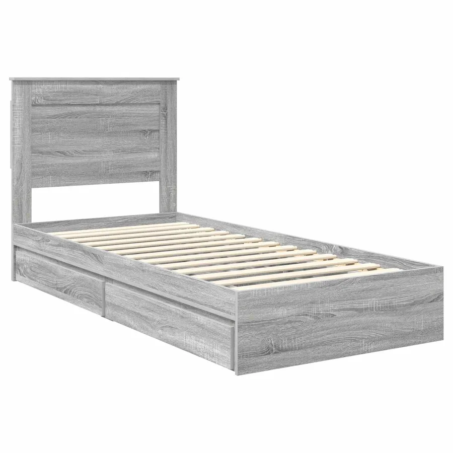 Lit de Rangement Gris Sonoma 100 x 200 cm Bois d'ingénierie - 4