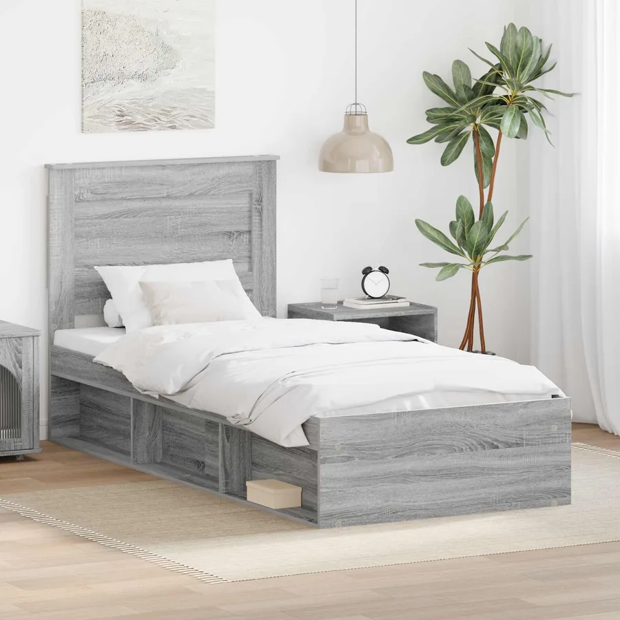 Cadre de lit Gris Sonoma 100 x 200 cm Pin massif