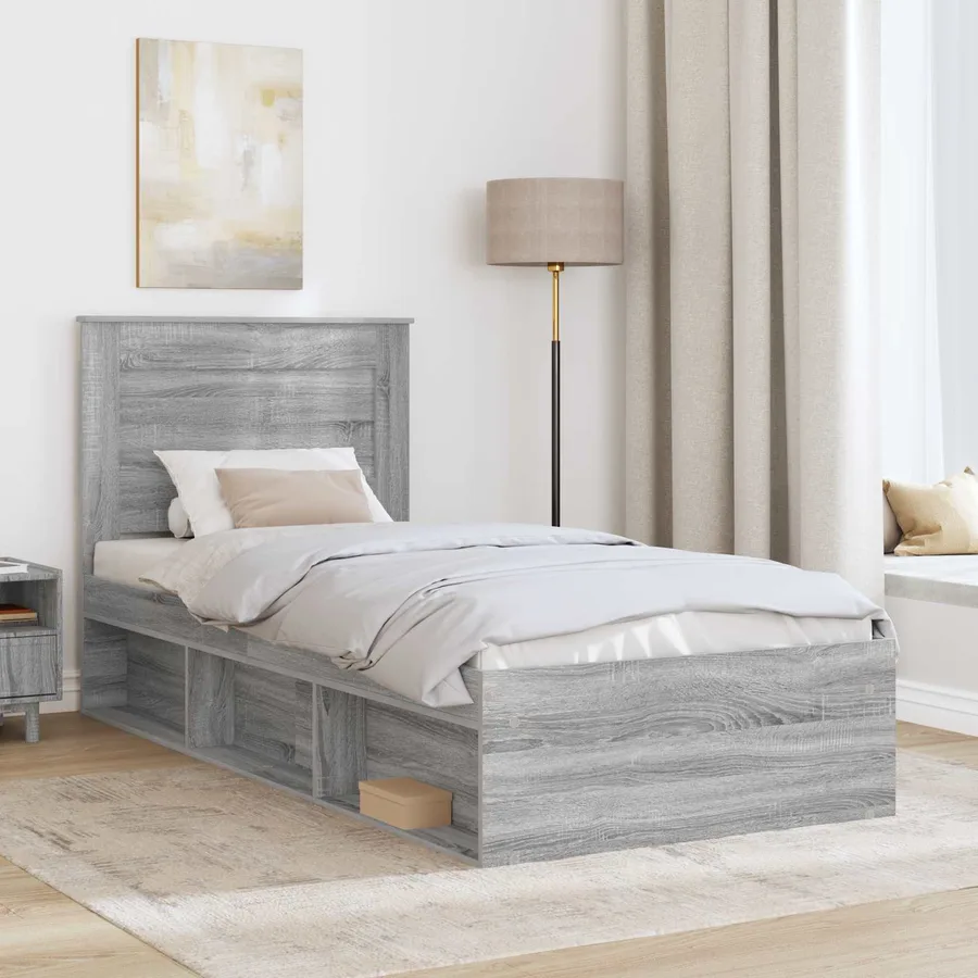 Cadre de lit Gris Sonoma 100 x 200 cm Pin massif - 3