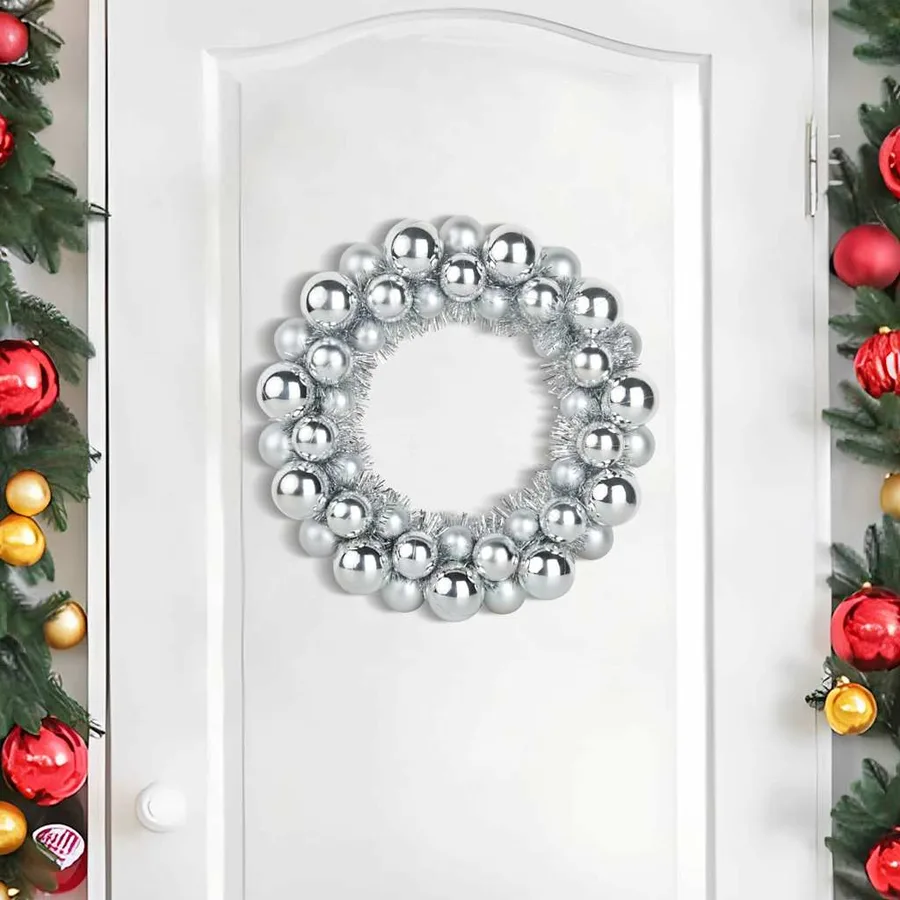 Couronnes de Boules de Noël 2 pcs Argent 33 x 33 x 7 cm - 3