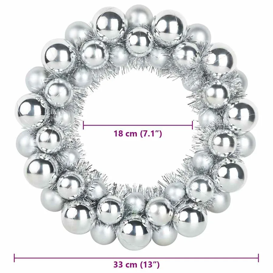 Couronnes de Boules de Noël 2 pcs Argent 33 x 33 x 7 cm - 8