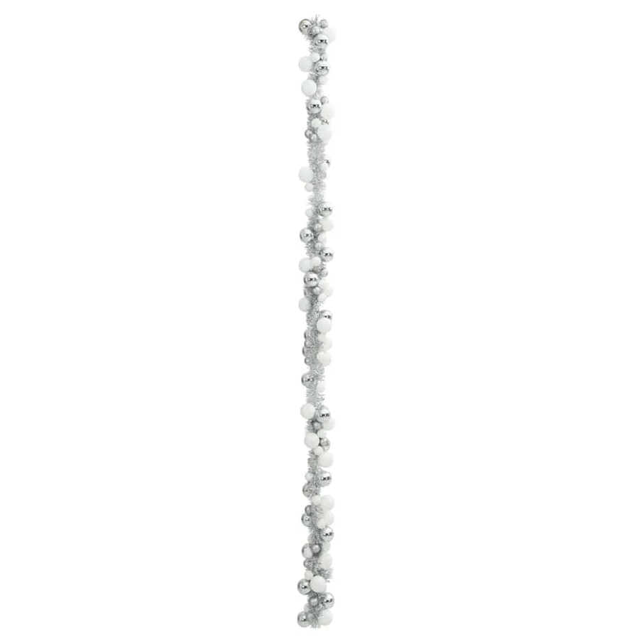 Guirlande de Boules de Noël Blanc et Argent 186 cm Polystyrène - 4