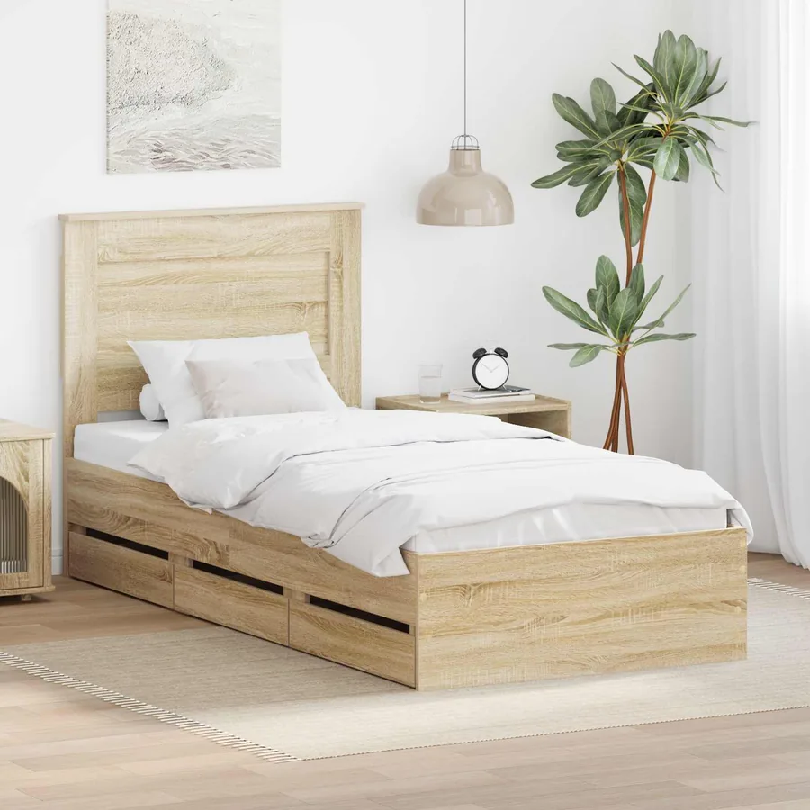 Cadre de lit Chêne Sonoma 100 x 200 cm Bois Ingénierie