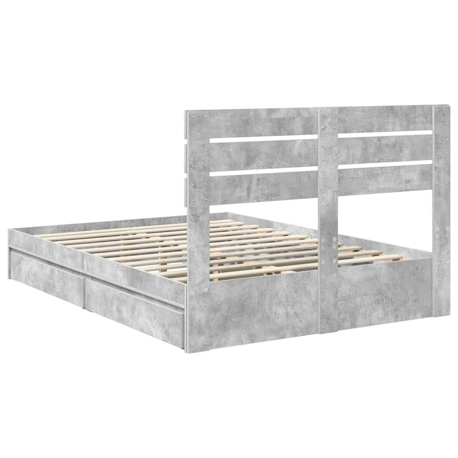 Lit de Rangement Gris béton 150 x 200 cm Bois d'ingénierie - 10