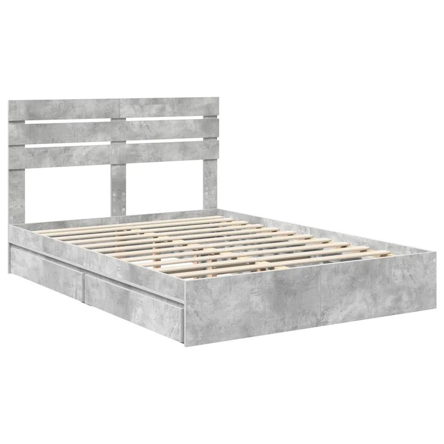 Lit de Rangement Gris béton 150 x 200 cm Bois d'ingénierie - 4