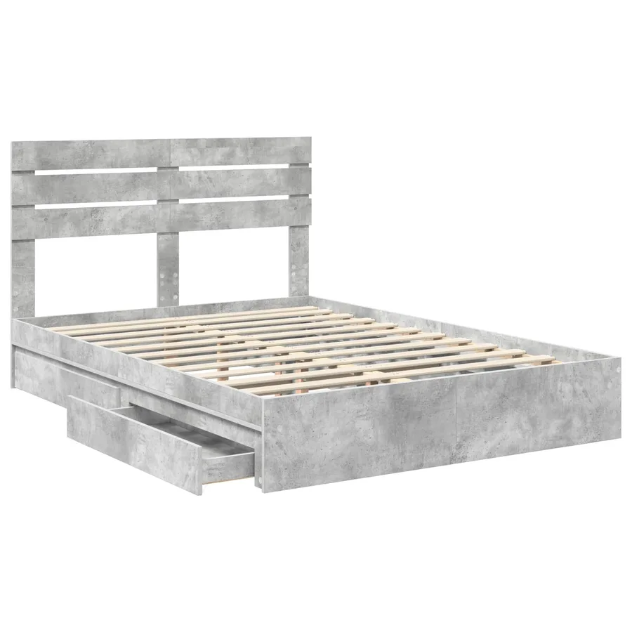 Lit de Rangement Gris béton 150 x 200 cm Bois d'ingénierie - 5