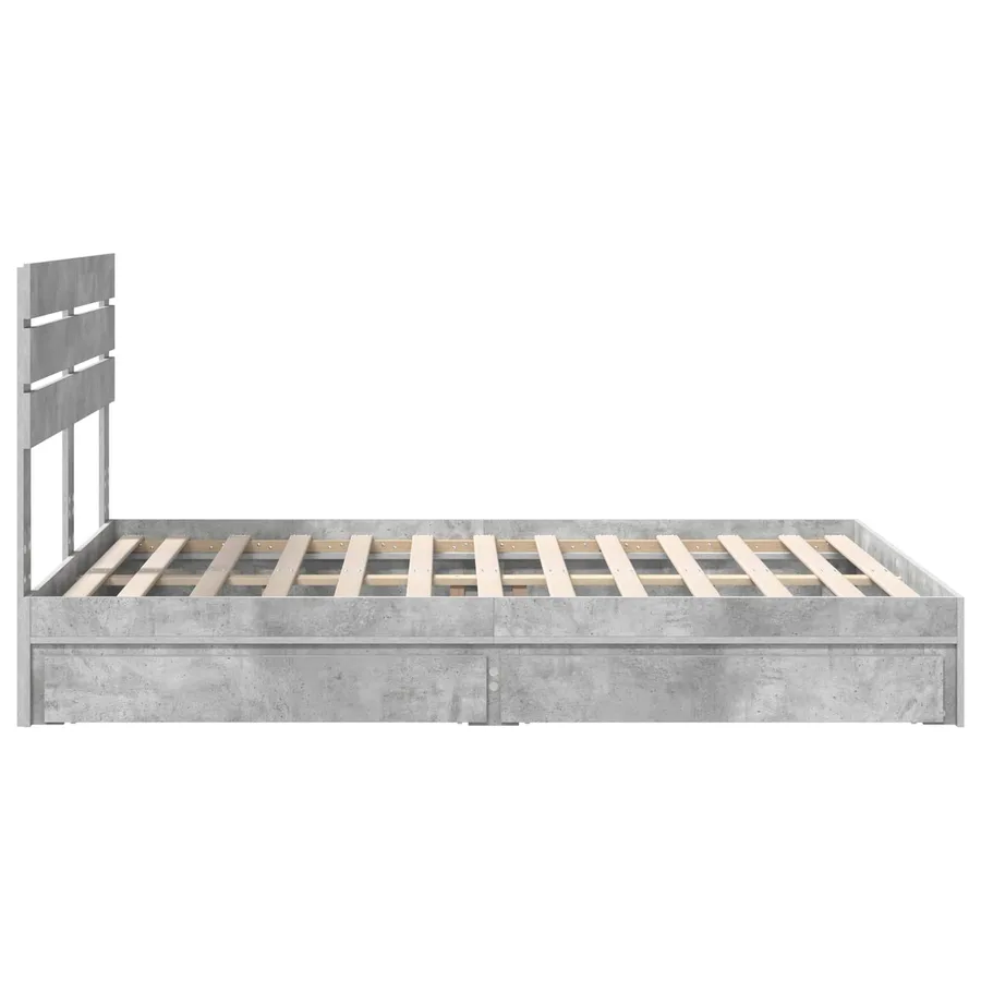 Lit de Rangement Gris béton 150 x 200 cm Bois d'ingénierie - 9