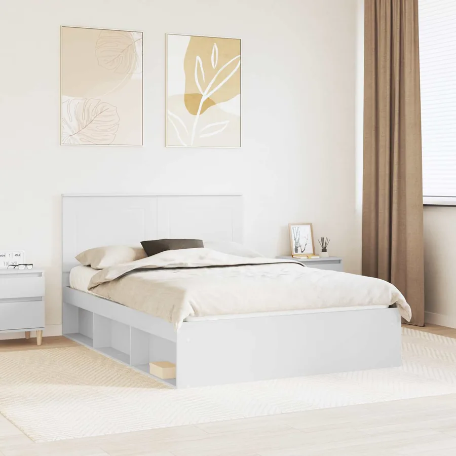 Cadre de lit Blanc 160 x 200 cm Bois de pin massif