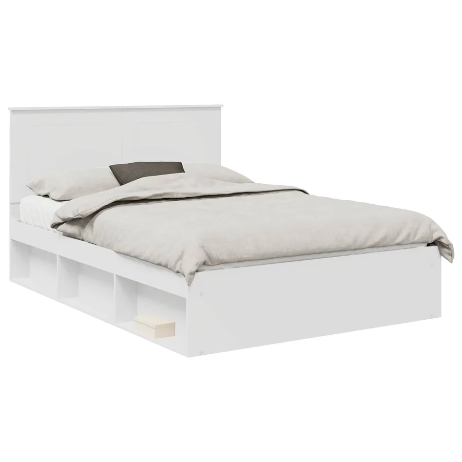 Cadre de lit Blanc 160 x 200 cm Bois de pin massif - 2