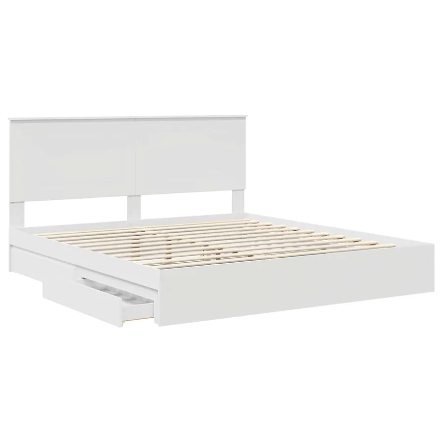 Lit de Rangement Blanc 180 x 200 cm Bois d'ingénierie - 5