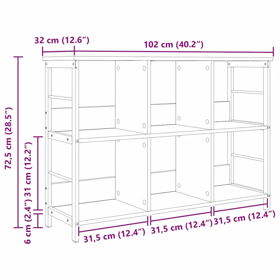 Étagère Chêne noir 102 x 32 x 72,5 cm Bois d'ingénierie - 11