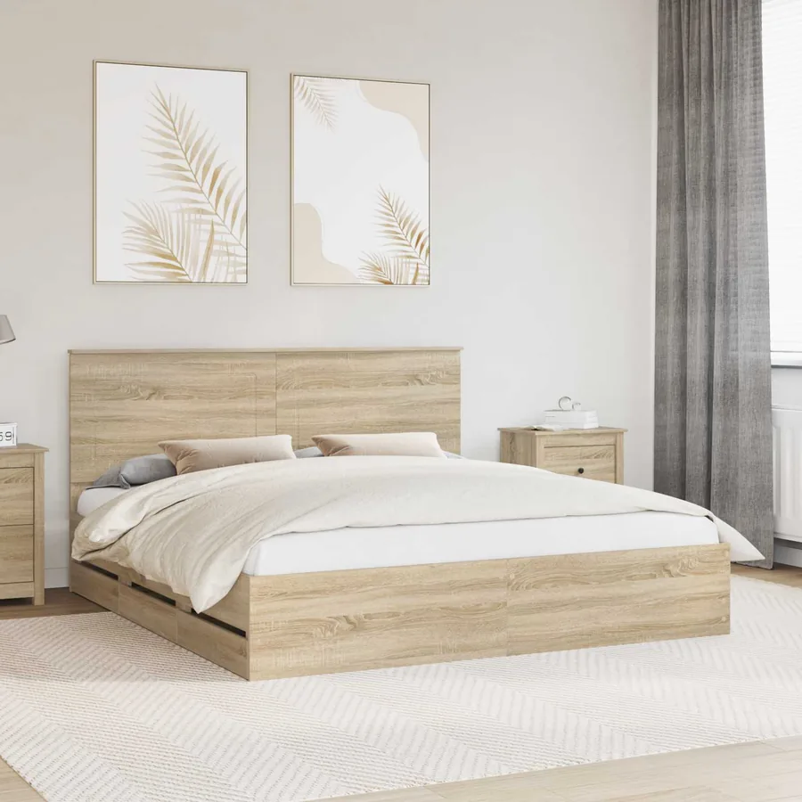 Cadre de lit Chêne Sonoma 200 x 200 cm Bois Ingénierie