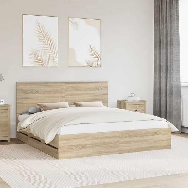 Cadre de lit Chêne Sonoma 200 x 200 cm Bois Ingénierie