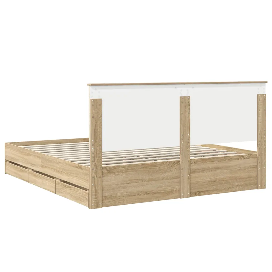 Cadre de lit Chêne Sonoma 200 x 200 cm Bois Ingénierie - 10