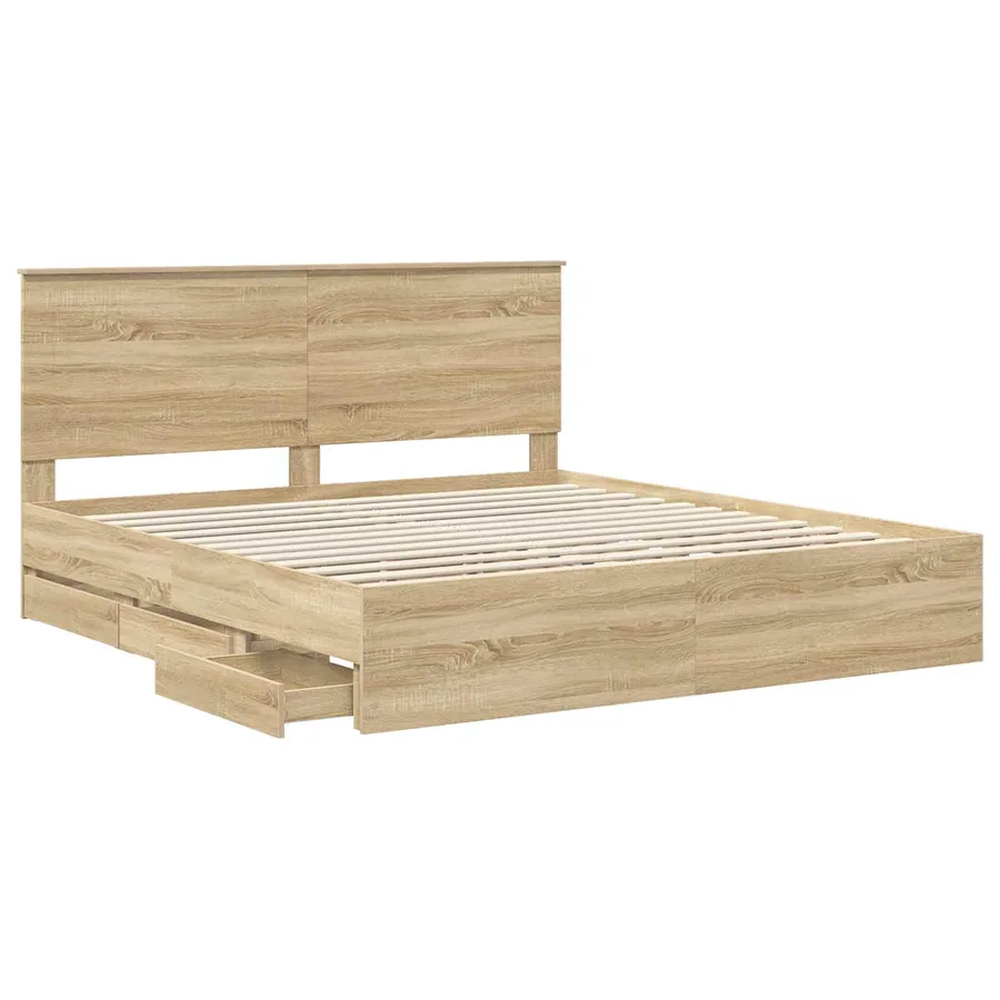 Cadre de lit Chêne Sonoma 200 x 200 cm Bois Ingénierie - 5