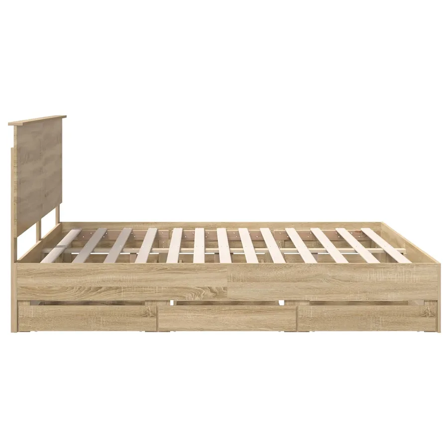 Cadre de lit Chêne Sonoma 200 x 200 cm Bois Ingénierie - 9