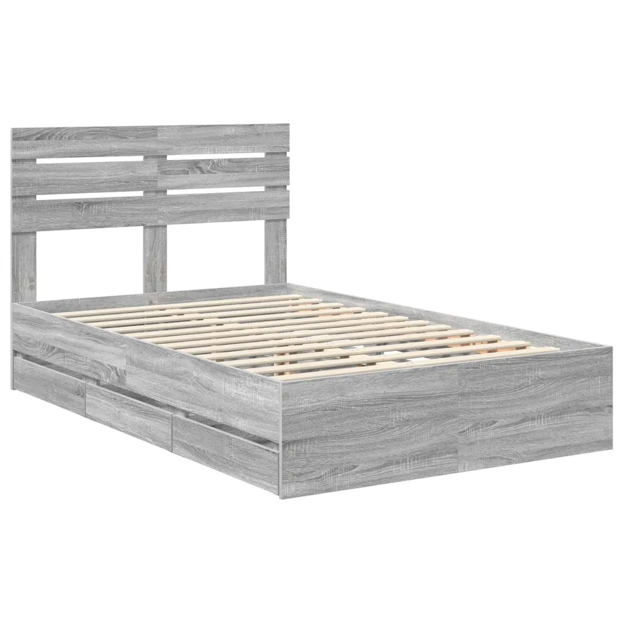 Cadre de lit Gris Sonoma 120 x 190 cm Bois Ingénierie - 4
