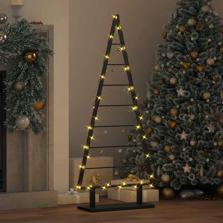 Arbre de Noël en métal avec support Noir 125,5 cm Acier - 4