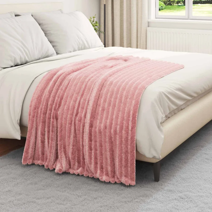 Jeté Rose 150 x 130 cm Toison - 3
