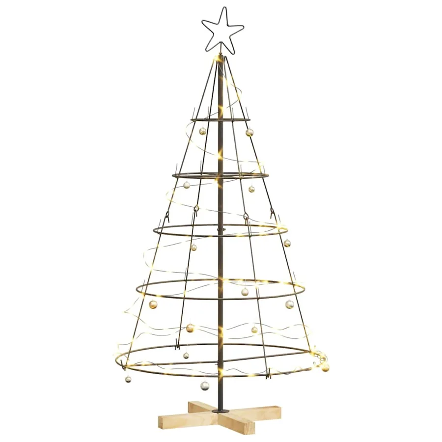 Arbre en cône de Noël avec support Noir 126 cm Acier - 3