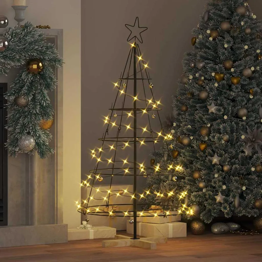 Arbre en cône de Noël avec support Noir 126 cm Acier - 4