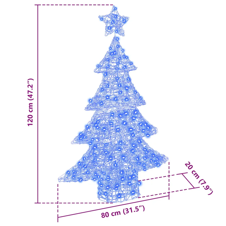 Sapin de Noël avec 100 LED Bleu 120 cm Acrylique - 10