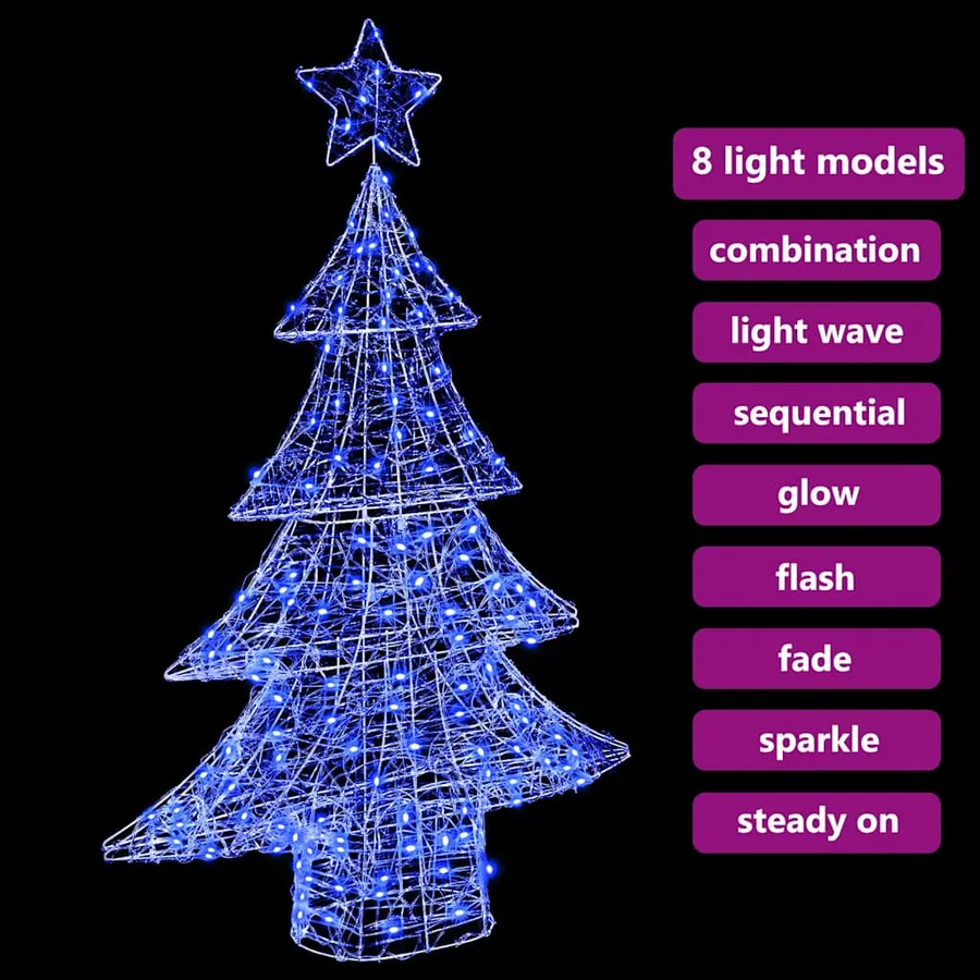 Sapin de Noël avec 100 LED Bleu 120 cm Acrylique - 9