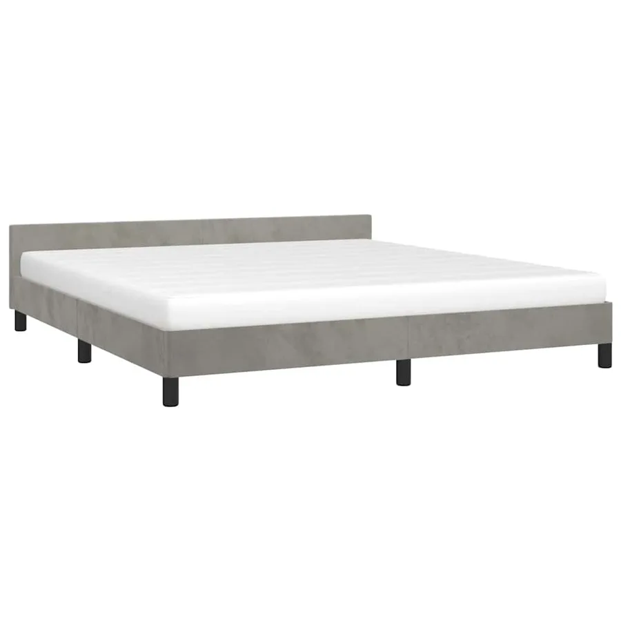 Cadre de lit sans matelas gris clair 180x200 cm velours - 3