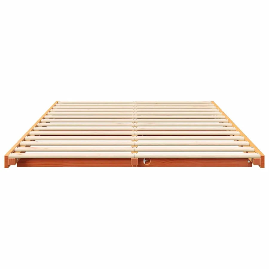 Cadre de lit Brun cire 140 x 190 cm Pin massif - 5