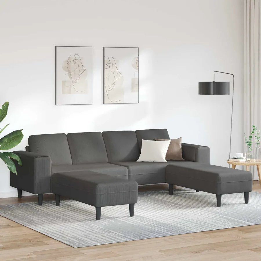Canapé Gris foncé 250 x 188 x 76 cm Tissu en velours côtelé