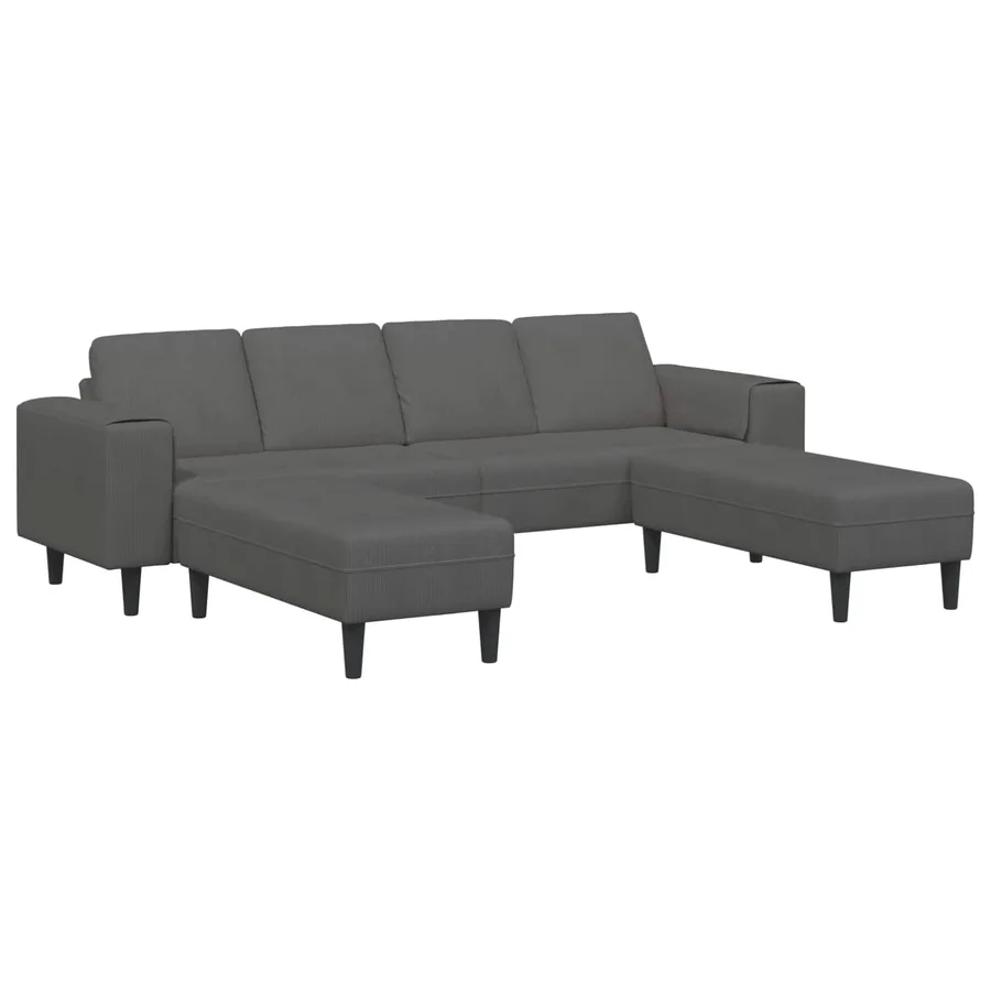 Canapé Gris foncé 250 x 188 x 76 cm Tissu en velours côtelé - 2
