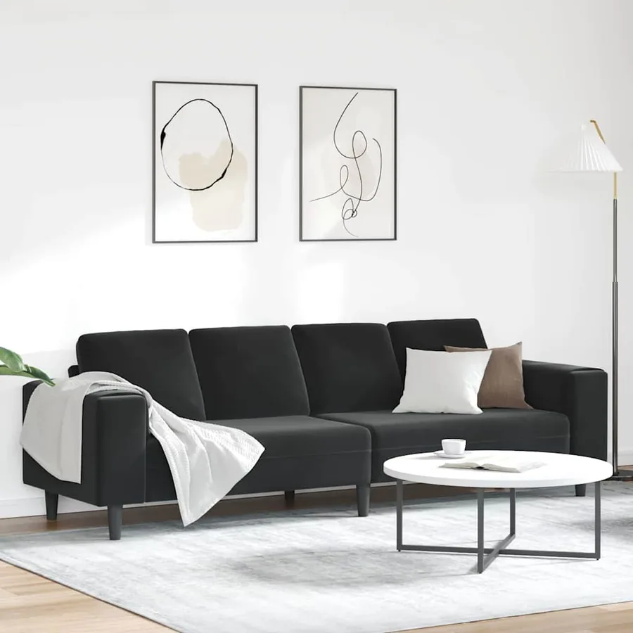 Canapé de salon Noir 250 x 77 x 76 cm